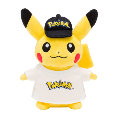 Pikachu with Pokémon logo plush toy